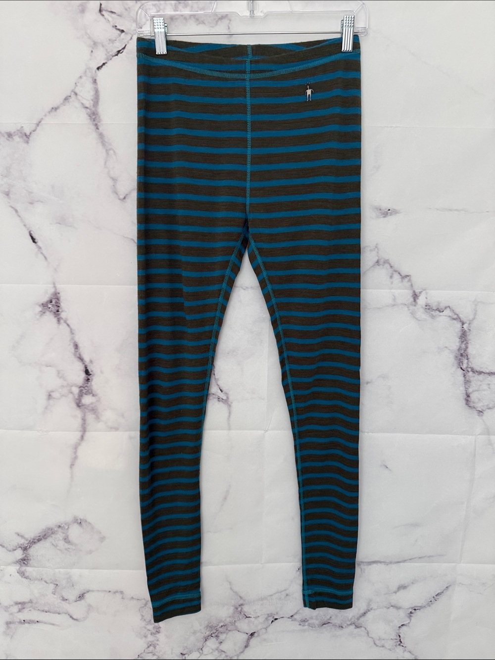 SMARTWOOL Classic Thermal Base Layer Merino Wool Bottoms Heather Black/Blue Med - Picture 2 of 10